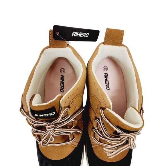 Rihero Women's Waterproof Snow Lace-Up Duck Boots Size 10 Tan & Black New - Picture 14 of 14